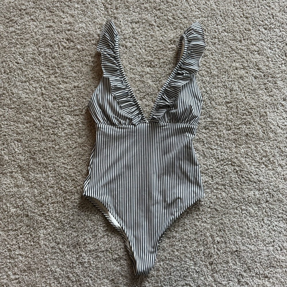 PADDED-CUP FRILL-TRIMMED One-Piece Swimsuit